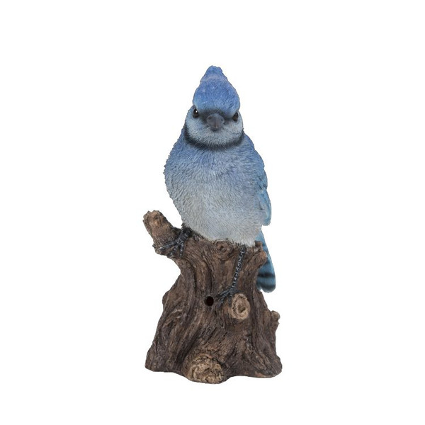Blue Jay Statue with Sound Chirping Bird Sculpture Figurine Large